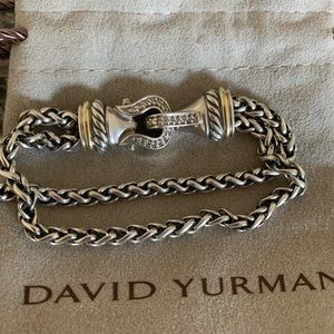 David Yurman Double Link Diamond Buckle Latch Bracelet